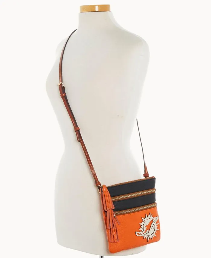 WomenMen Crossbodies Dooney and Bourke NFL Dolphins Triple Zip Crossbody Dolphins WomenMen Crossbodies Dooney and Bourke NFL Dolphins Triple Zip Crossbody Dolphins