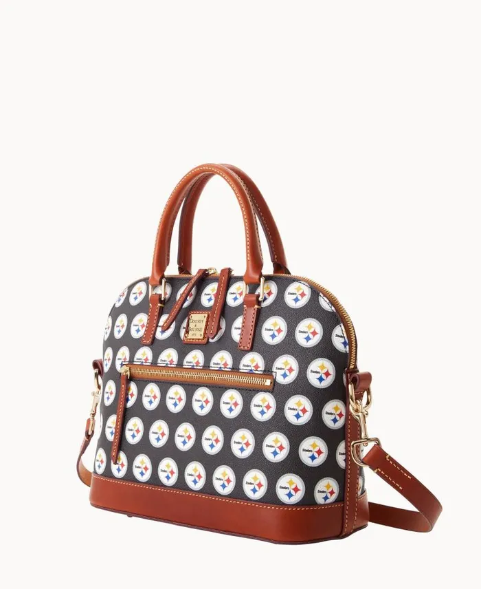 WomenMen Satchels Dooney and Bourke NFL Steelers Domed Zip Satchel Steelers