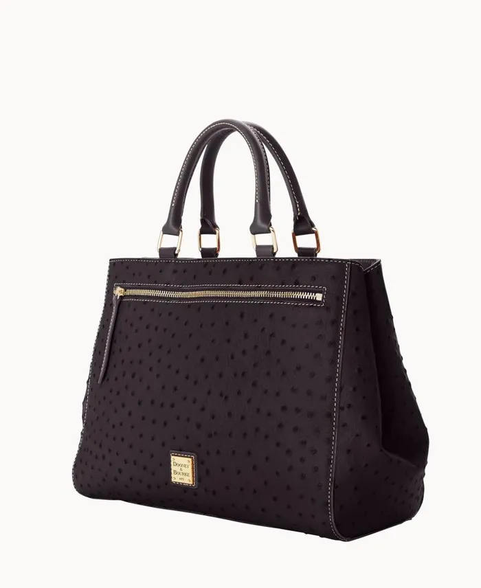 WomenMen Satchels Dooney and Bourke Ostrich Zip Satchel Black Black