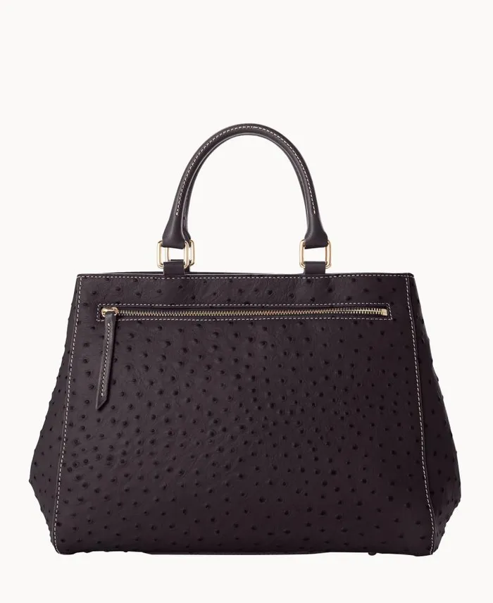 WomenMen Satchels Dooney and Bourke Ostrich Zip Satchel Black Black