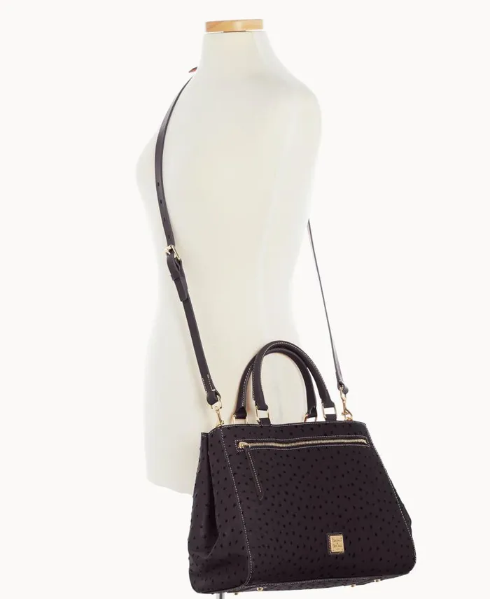 WomenMen Satchels Dooney and Bourke Ostrich Zip Satchel Black Black