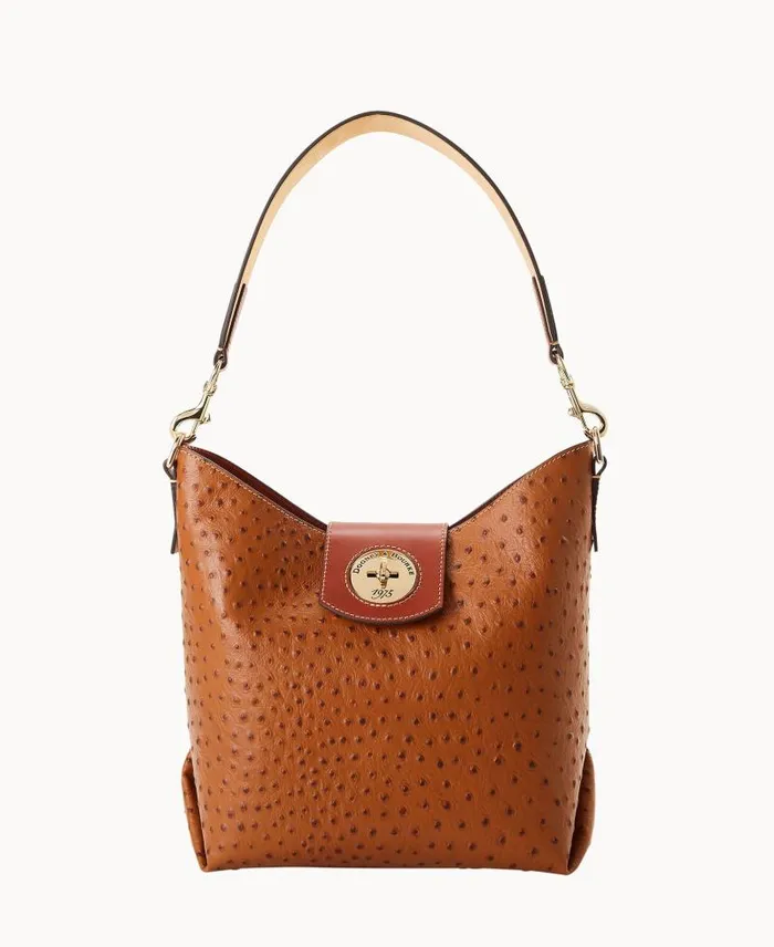 WomenMen Shoulder Bags Dooney and Bourke Ostrich Turnlock Sac 30 Caramel
