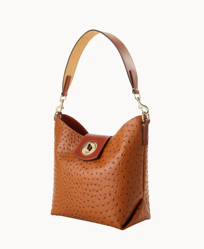 WomenMen Shoulder Bags Dooney and Bourke Ostrich Turnlock Sac 30 Caramel