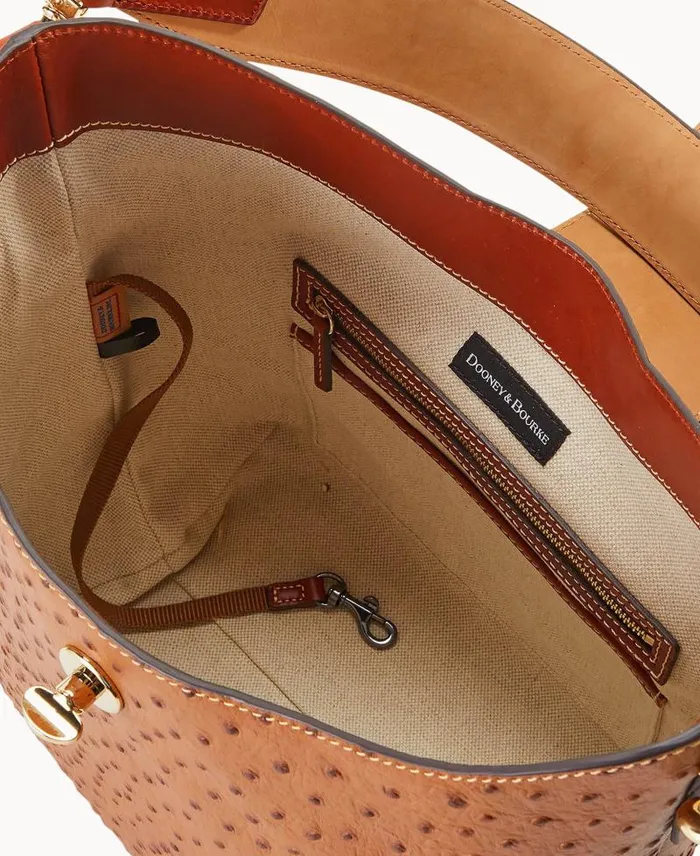 WomenMen Shoulder Bags Dooney and Bourke Ostrich Turnlock Sac 30 Caramel