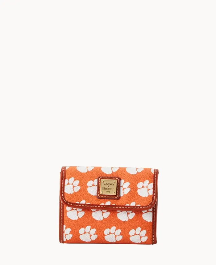 WomenMen Wallets Dooney and Bourke Collegiate Clemson University Flap Credit Card Wallet Clemson