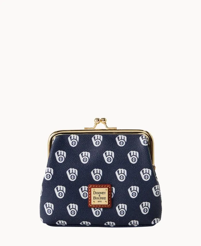 WomenMen Wallets Dooney and Bourke MLB Brewers Large Framed Purse Brewers