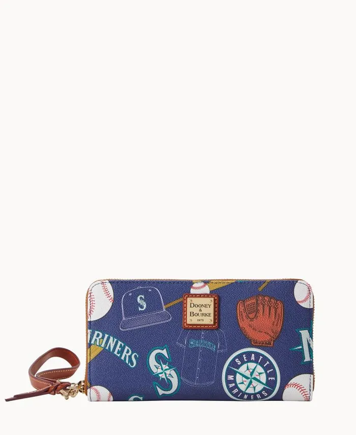 WomenMen Wallets Dooney and Bourke MLB Mariners Large Zip Around Wristlet Mariners