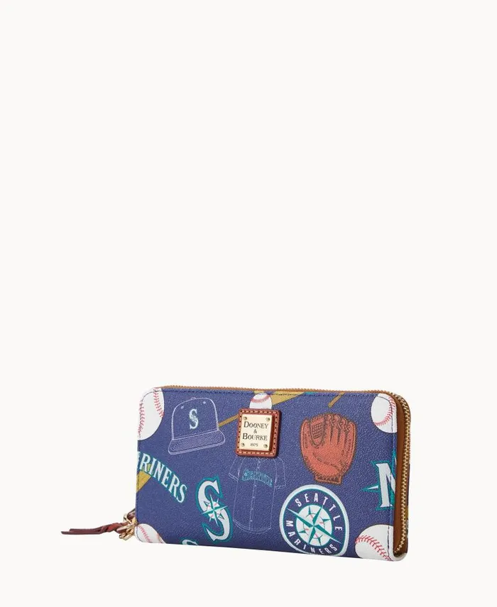 WomenMen Wallets Dooney and Bourke MLB Mariners Large Zip Around Wristlet Mariners