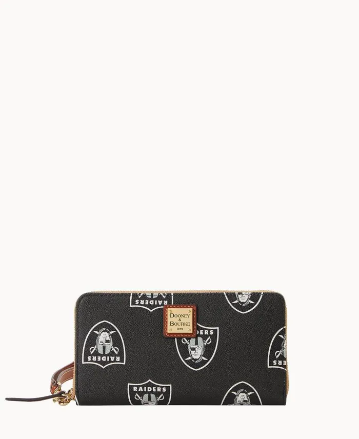 WomenMen Wallets Dooney and Bourke NFL Raiders Large Zip Around Wristlet Raiders