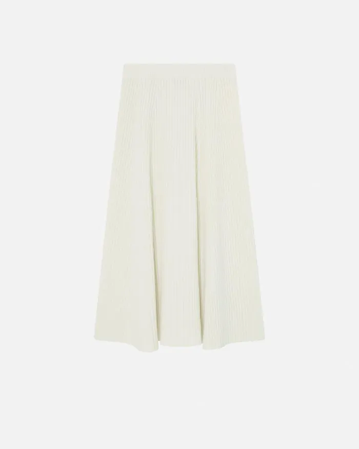 Women MidCalf Length Skirts Pinko Flared Cashmereblend Ribbed Knit Skirt Meringue White Women MidCalf Length Skirts Pinko Flared Cashmereblend Ribbed Knit Skirt Meringue White