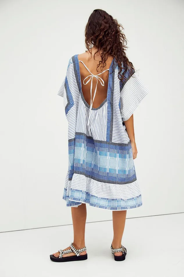 Women Midi Dresses Free People Horizon Hues Midi Dress Blue Combo
