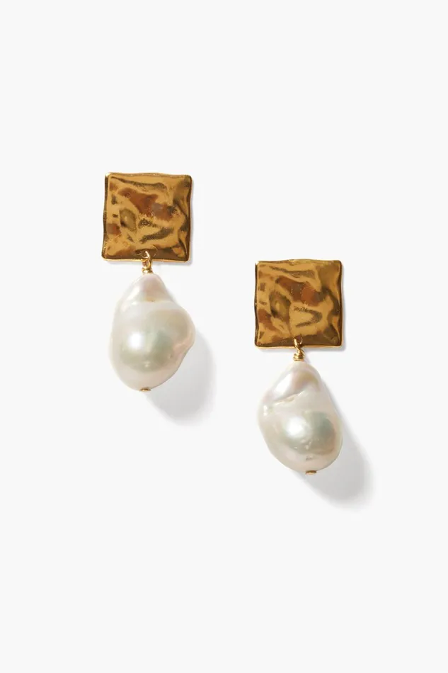 Women Minerva Earrings Gold White Pearl Chan Luu Earrings
