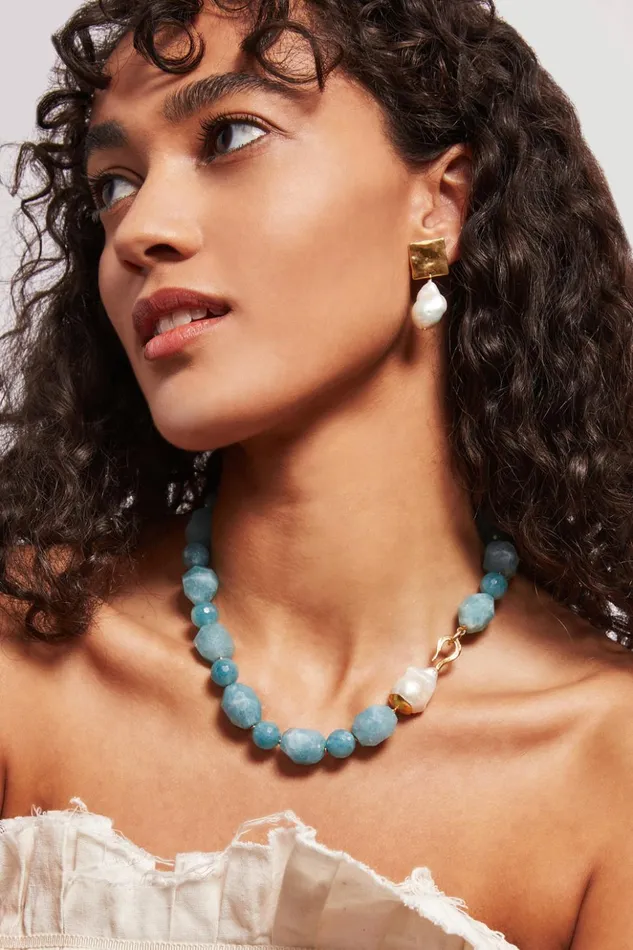 Women Minerva Earrings Gold White Pearl Chan Luu Earrings