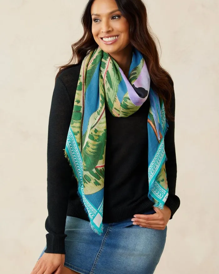 Women Mosaic Stripes Wrap Chambray Tommy Bahama Scarves and Wraps