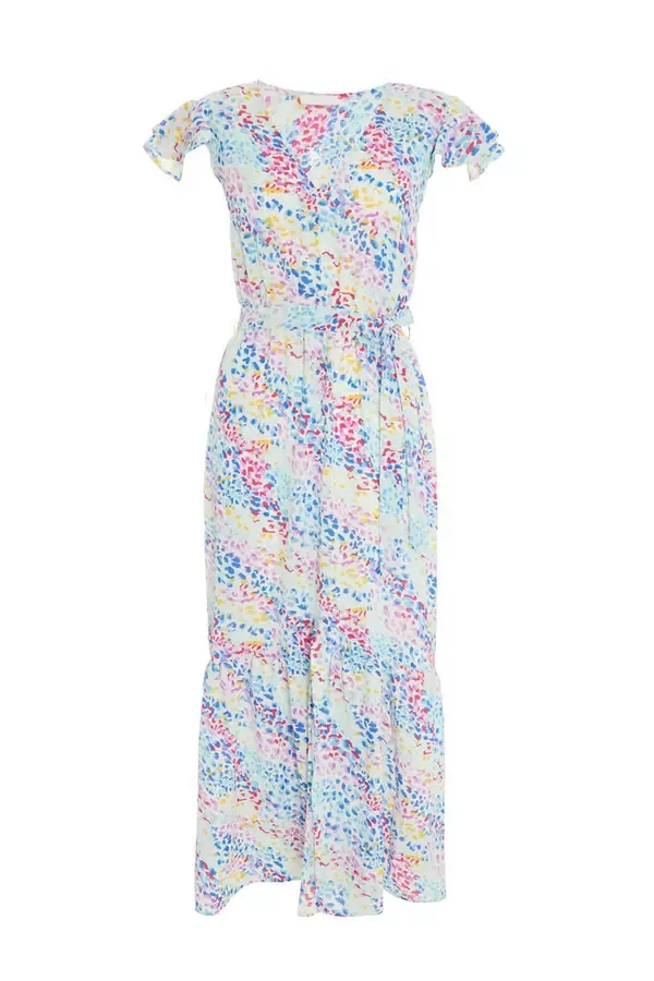 Women Multicoloured Animal Print Frill Sleeve Midi Dress Quiz Clothing Casual Clothing Women Multicoloured Animal Print Frill Sleeve Midi Dress Quiz Clothing Casual Clothing