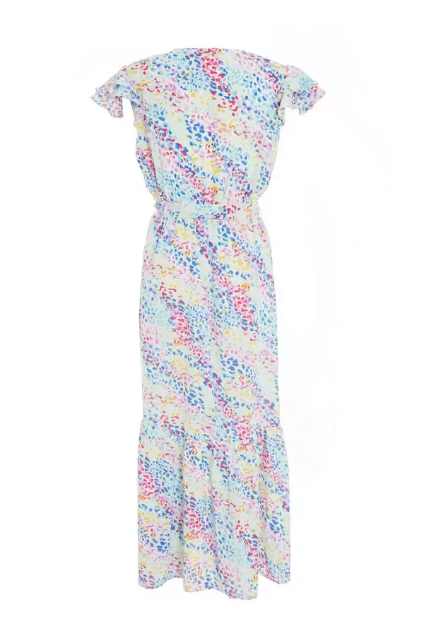 Women Multicoloured Animal Print Frill Sleeve Midi Dress Quiz Clothing Casual Clothing Women Multicoloured Animal Print Frill Sleeve Midi Dress Quiz Clothing Casual Clothing
