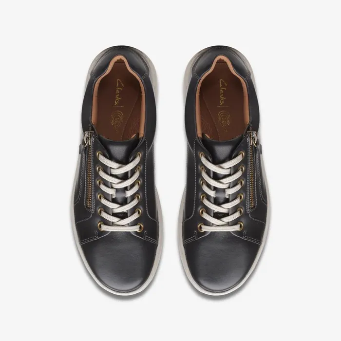 Women Nalle Lace Black Leather Clarks Sneakers