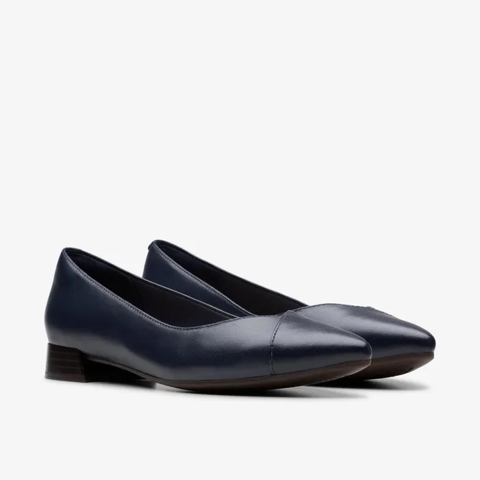 Women Natalyn Wish Navy Leather Clarks Flats