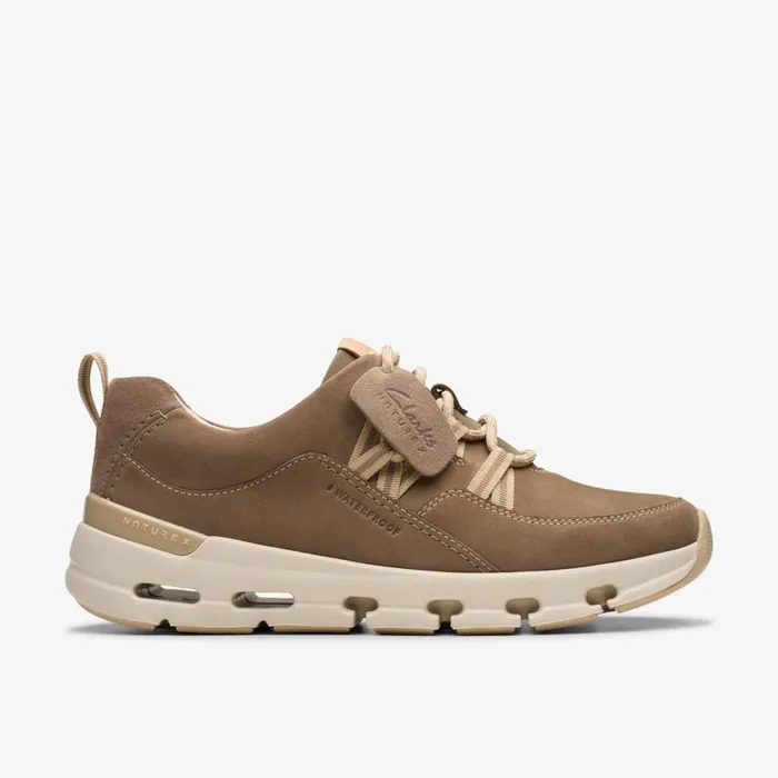 Women Nature X Tie Waterproof Pebble Combination Clarks Sneakers