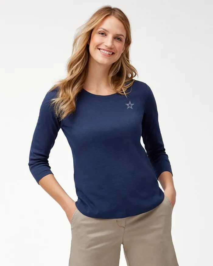 Women NFL Ashby Isles 34Sleeve TShirt Dallascowboys Tommy Bahama Tops and Shirts