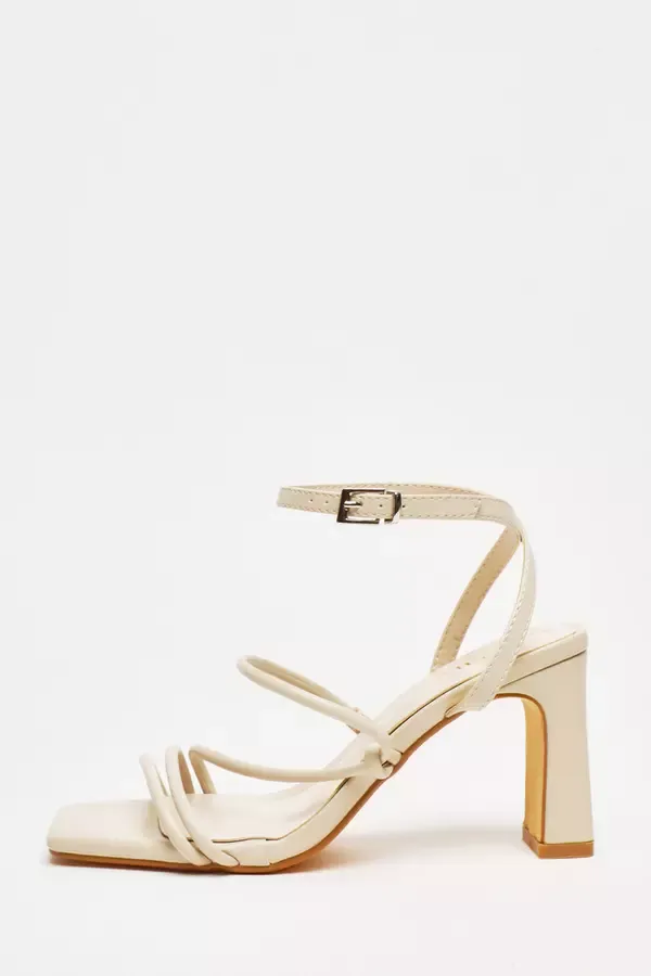 Women Nude Faux Leather Block Heeled Sandals Quiz Clothing Heels