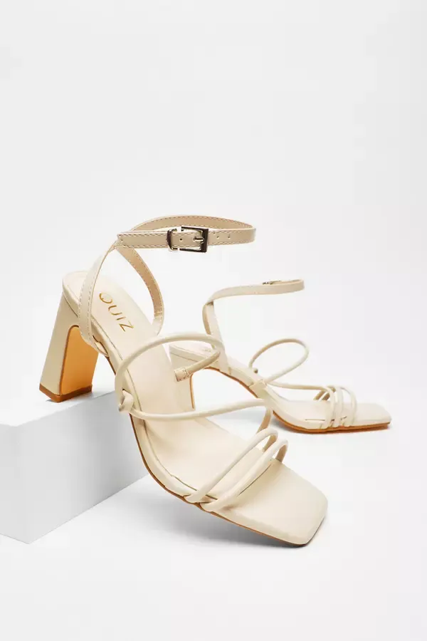 Women Nude Faux Leather Block Heeled Sandals Quiz Clothing Heels