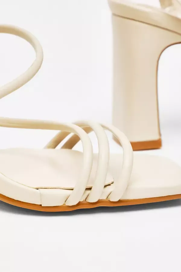 Women Nude Faux Leather Block Heeled Sandals Quiz Clothing Heels