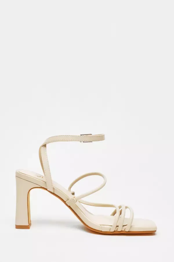 Women Nude Faux Leather Block Heeled Sandals Quiz Clothing Heels