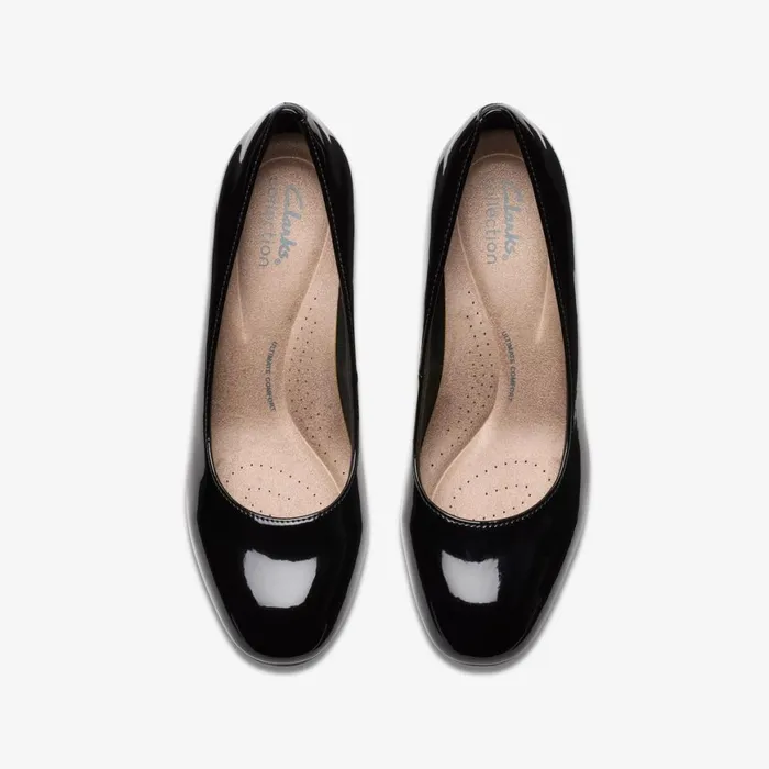 Women Olivette Pearl Black Patent Clarks Dress Shoes