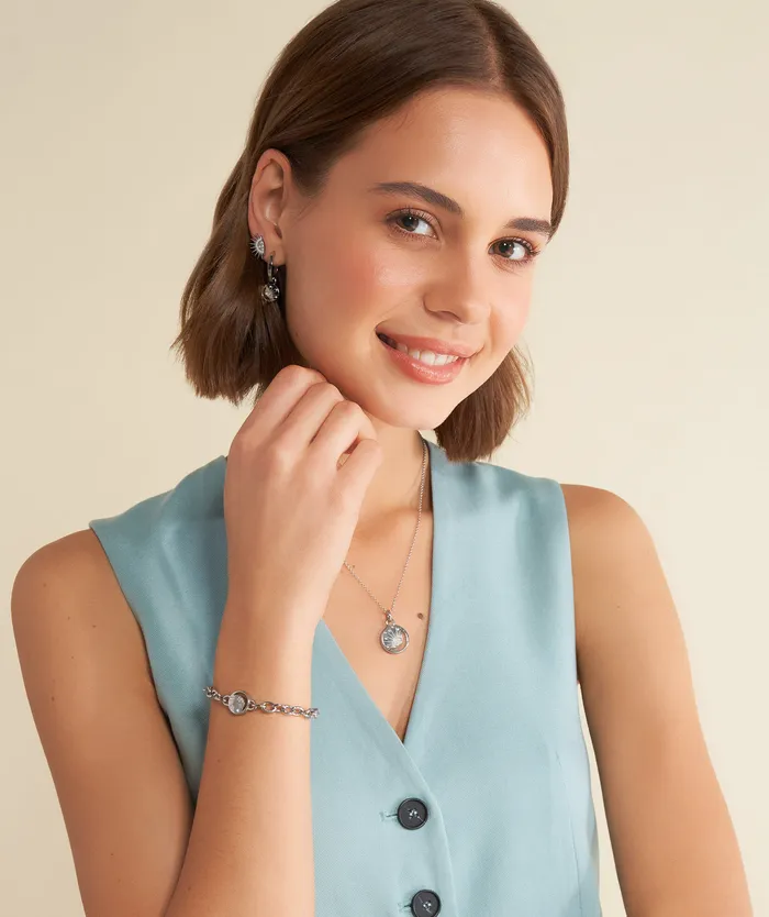 Women Olivia Burton Celestial Sun Silver Tone Pendant Necklace Necklaces