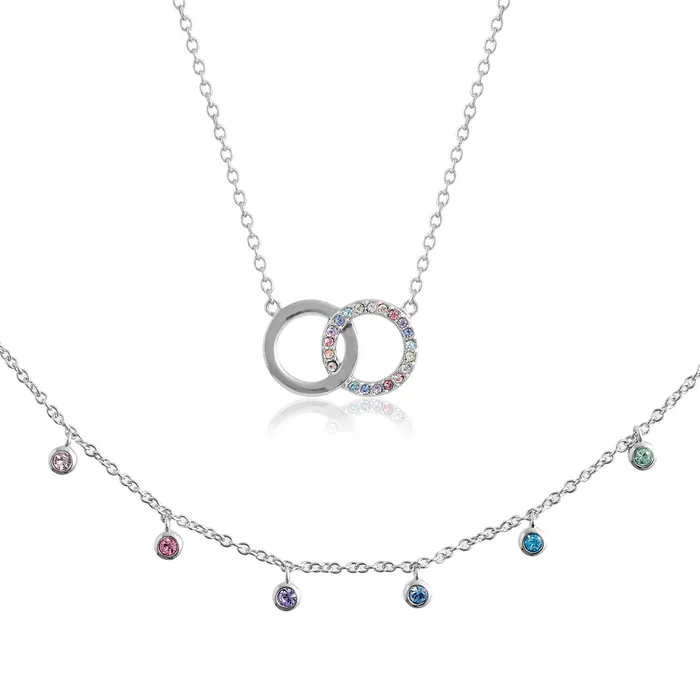 Women Olivia Burton Silver Choker and Interlink Necklace Gift Set Necklaces
