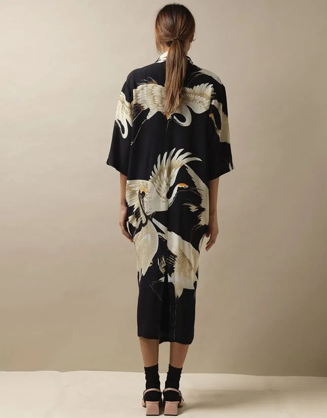 Women One Hundred Stars Stork Print Dress Black Monsoon Dresses