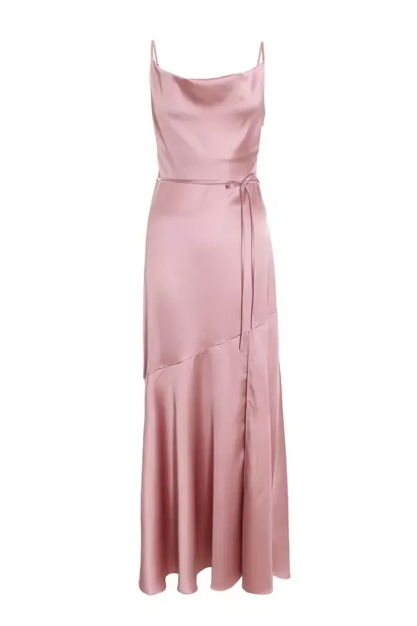 Women Pale Pink Satin Strappy Maxi Dress Quiz Clothing Dresses