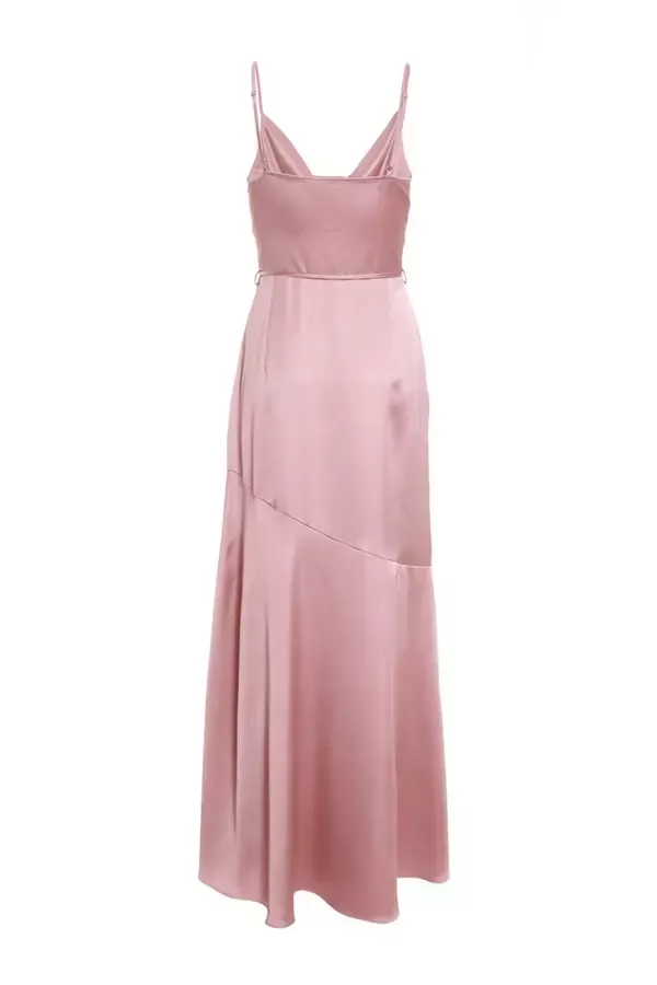 Women Pale Pink Satin Strappy Maxi Dress Quiz Clothing Dresses