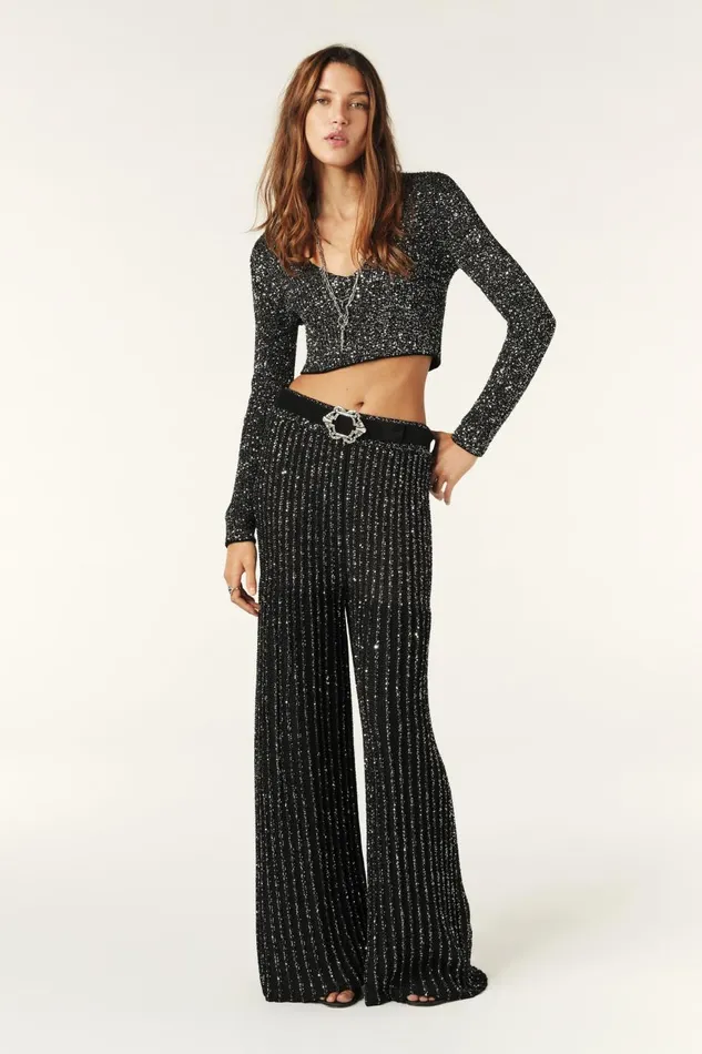 Women Pants and Jeans Baandsh Knit Pants Donna Black