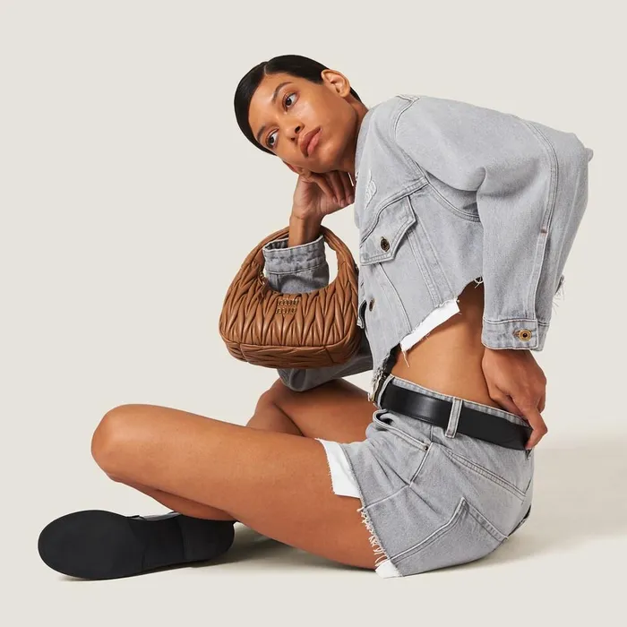 Women Pants And Shorts Miu Miu Denim Shorts Grey