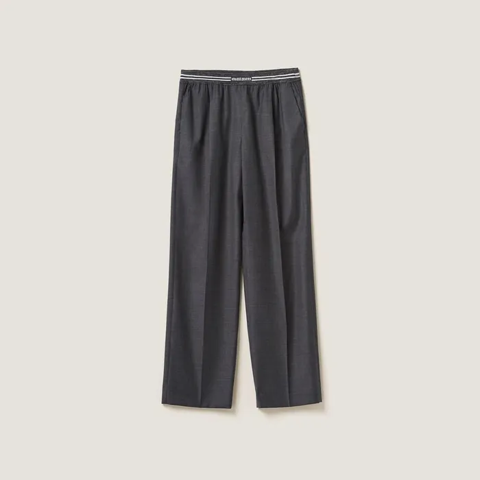 Women Pants And Shorts Miu Miu Grisaille Pants Slate Gray