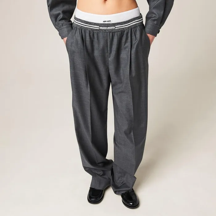 Women Pants And Shorts Miu Miu Grisaille Pants Slate Gray Women Pants And Shorts Miu Miu Grisaille Pants Slate Gray