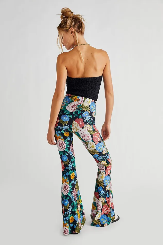 Women Pants Free People The Janis Printed Bells Rose Garden
