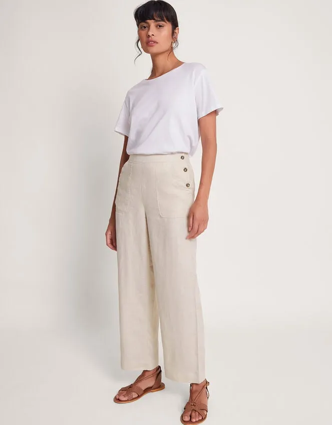 Women Parker Linen Crop Trousers Natural Monsoon Linen