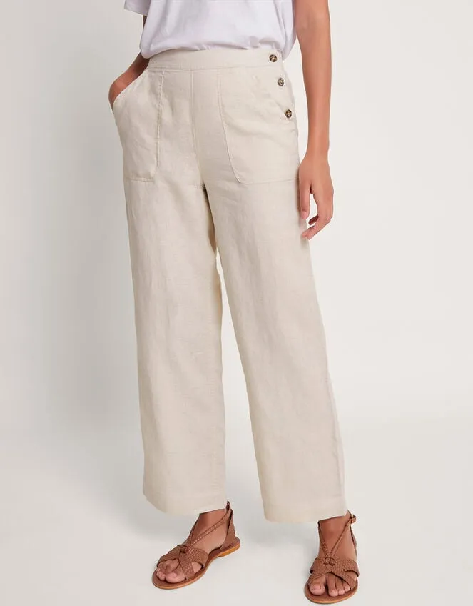 Women Parker Linen Crop Trousers Natural Monsoon Linen