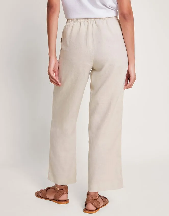 Women Parker Linen Crop Trousers Natural Monsoon Linen