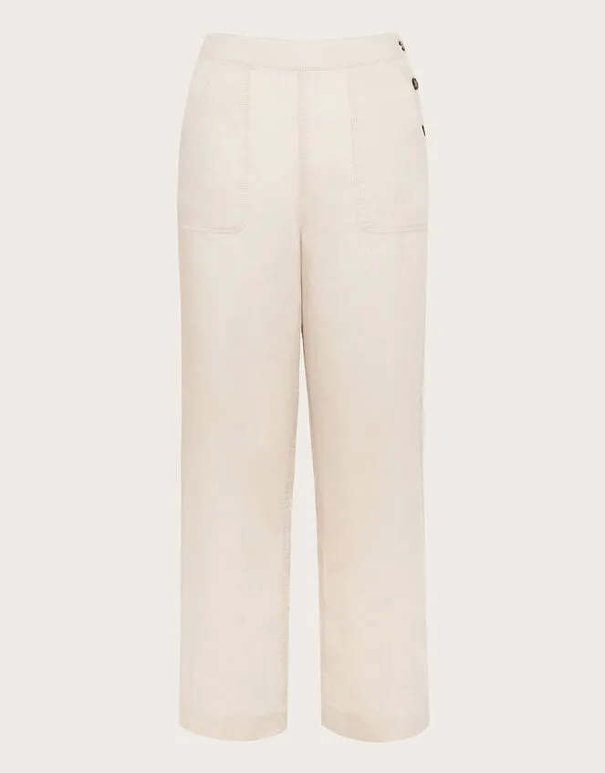 Women Parker Linen Crop Trousers Natural Monsoon Linen