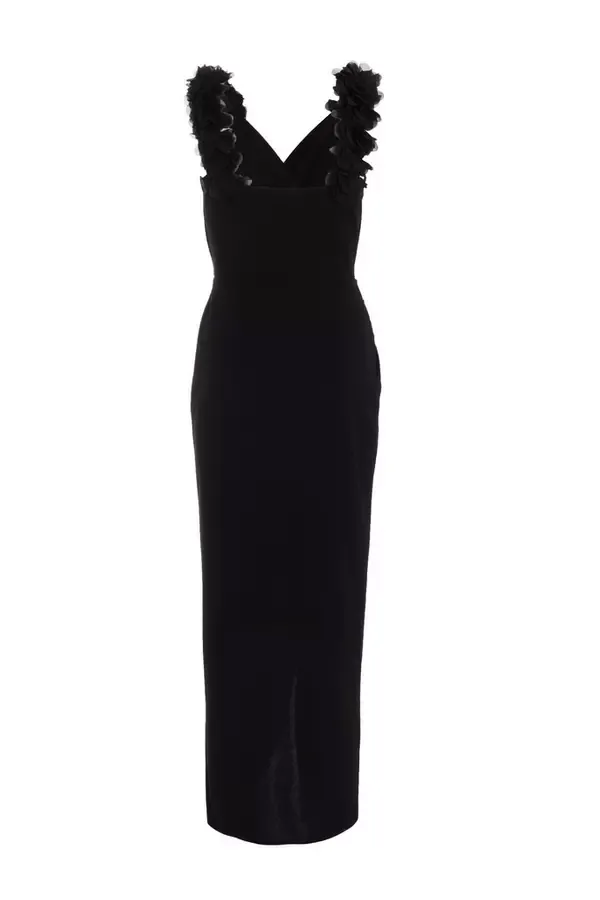 Women Petite Black Ruffle Wrap Maxi Dress Quiz Clothing Dresses