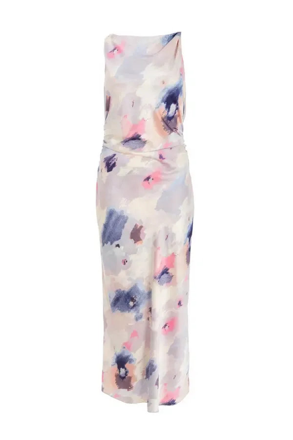 Women Petite Multicoloured Marble Twist Maxi Dress Quiz Clothing Dresses