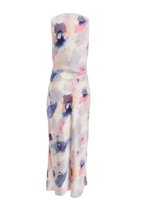 Women Petite Multicoloured Marble Twist Maxi Dress Quiz Clothing Dresses