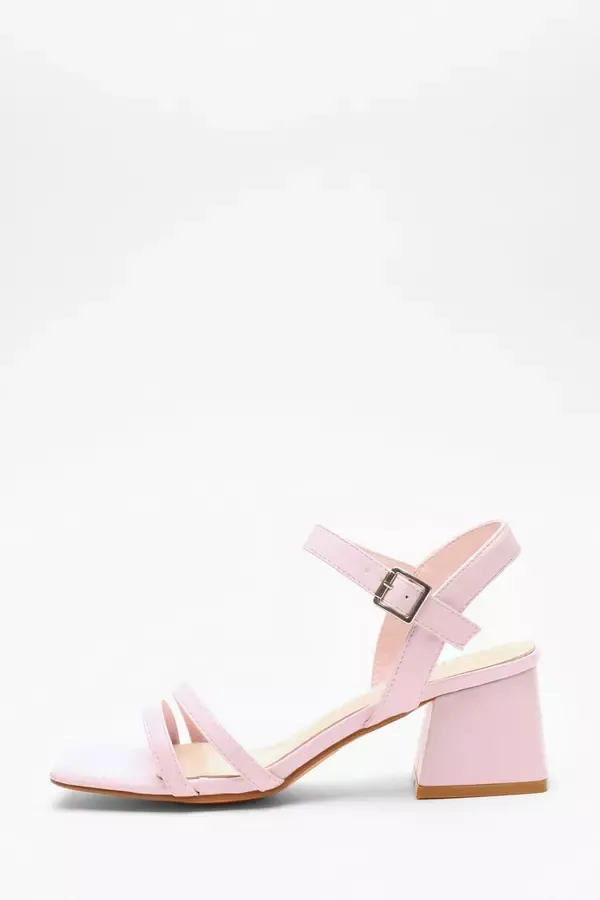 Women Pink Faux Leather Block Heel Sandal Quiz Clothing Heels