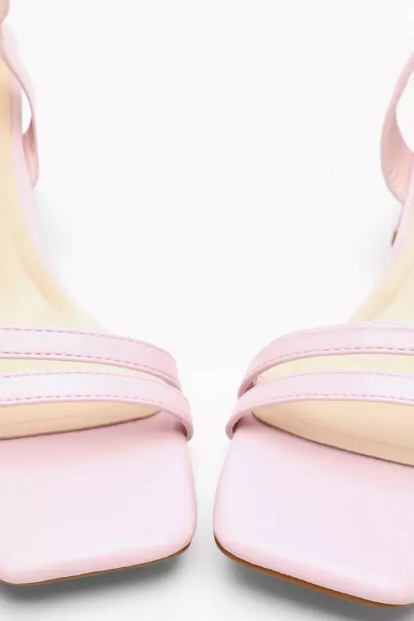 Women Pink Faux Leather Block Heel Sandal Quiz Clothing Heels