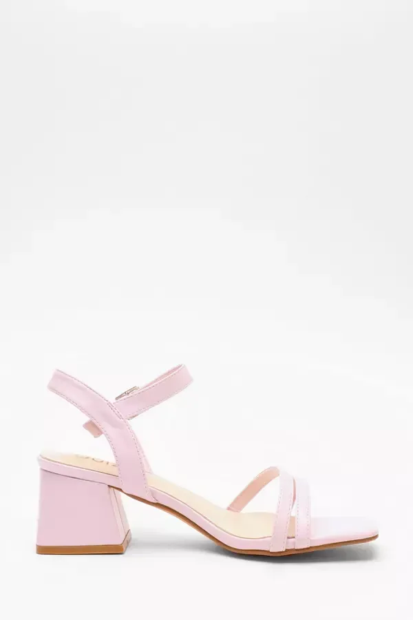 Women Pink Faux Leather Block Heel Sandal Quiz Clothing Heels