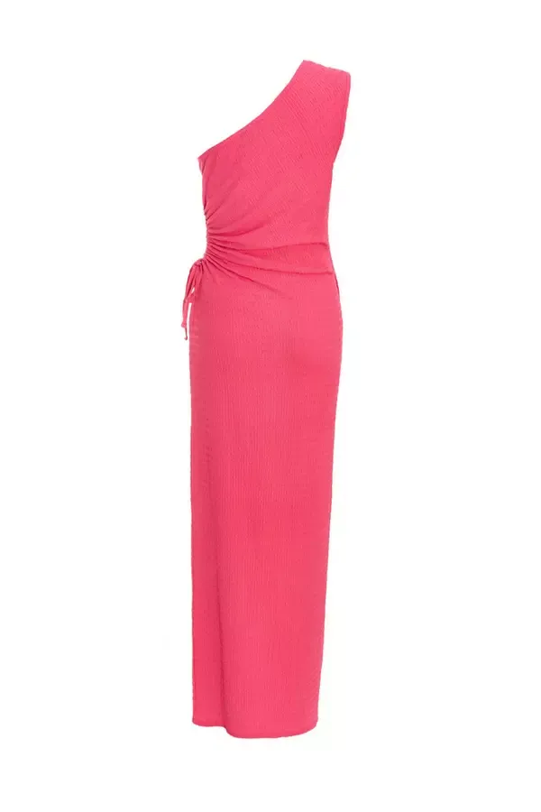 Women Pink One Shoulder Wrap Cut Out Maxi Dress Quiz Clothing Dresses